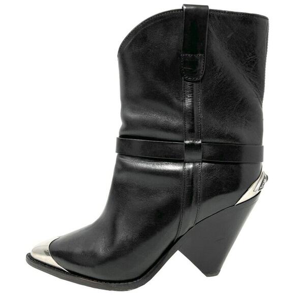 Isabel Marant Lamsy Black Leather Western Boots - 2018 Fall/Winter Collection
